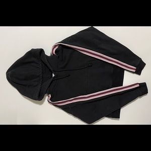 Black with stripes cropped hoodie!